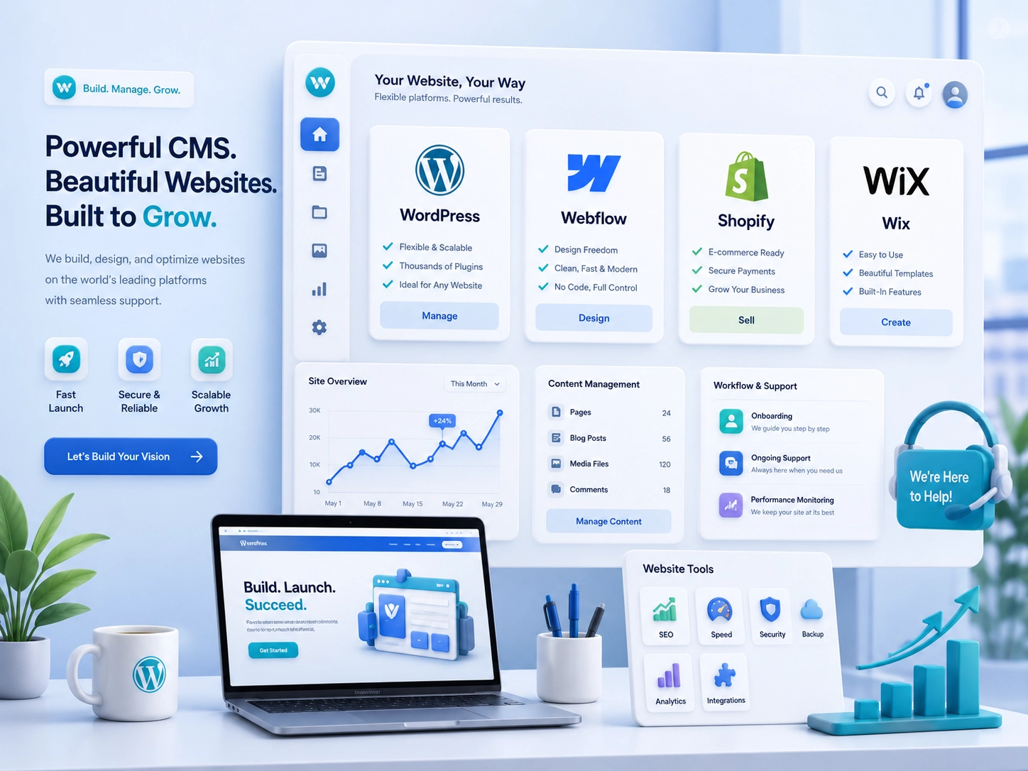 Website updates and website support dashboard