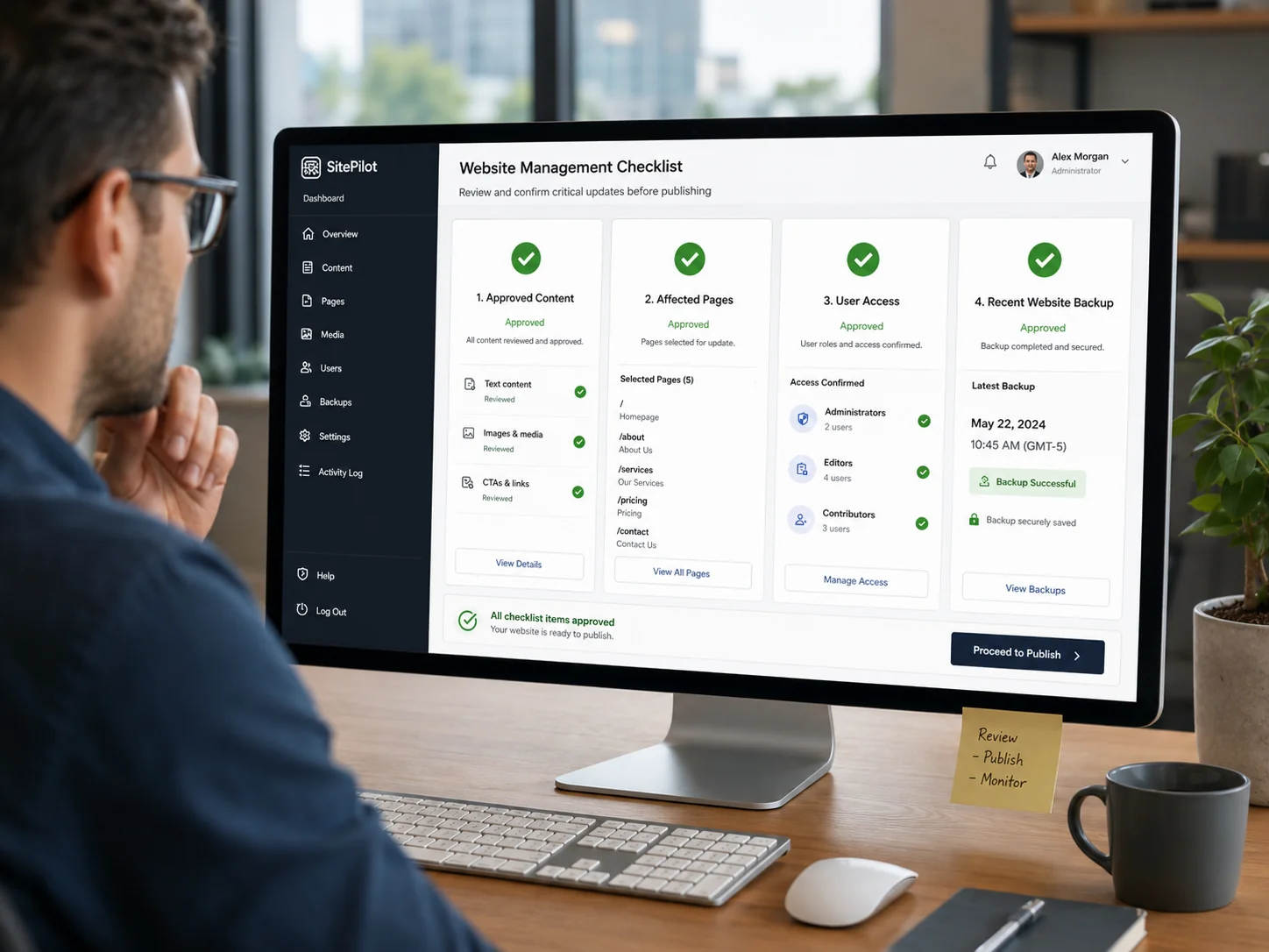 Preparing content and backups before CMS updates