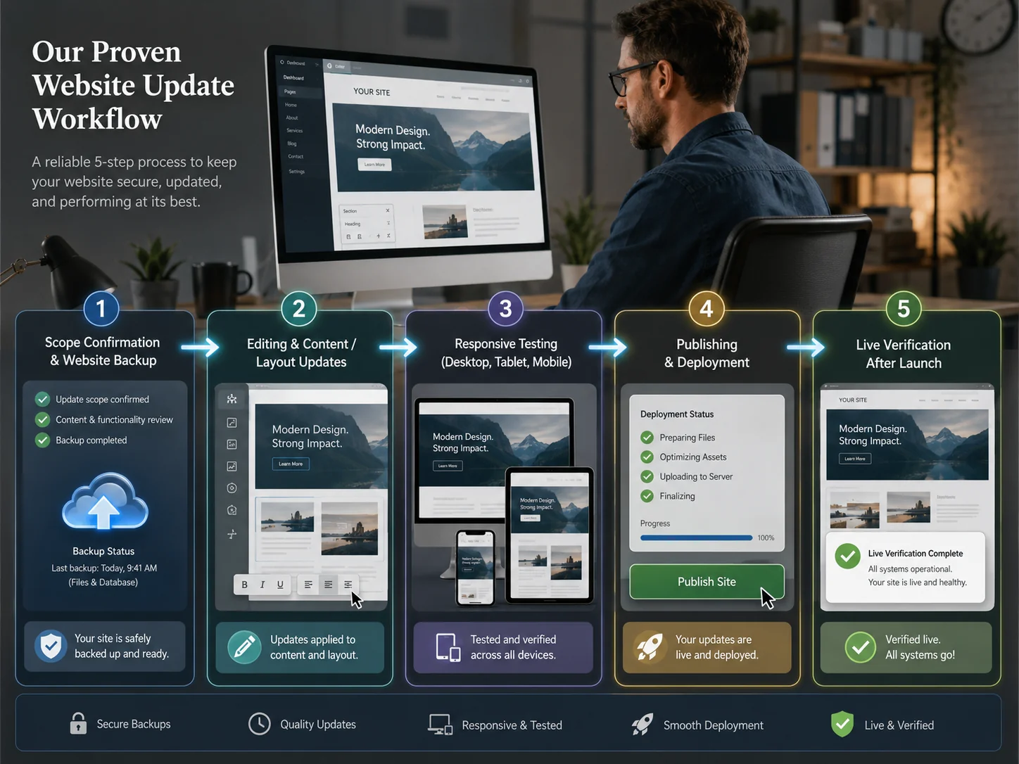 Ten-step CMS update workflow for business websites