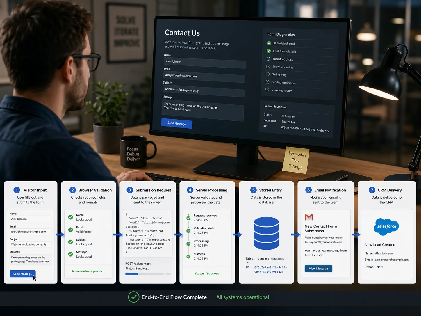 Step-by-step website form troubleshooting process